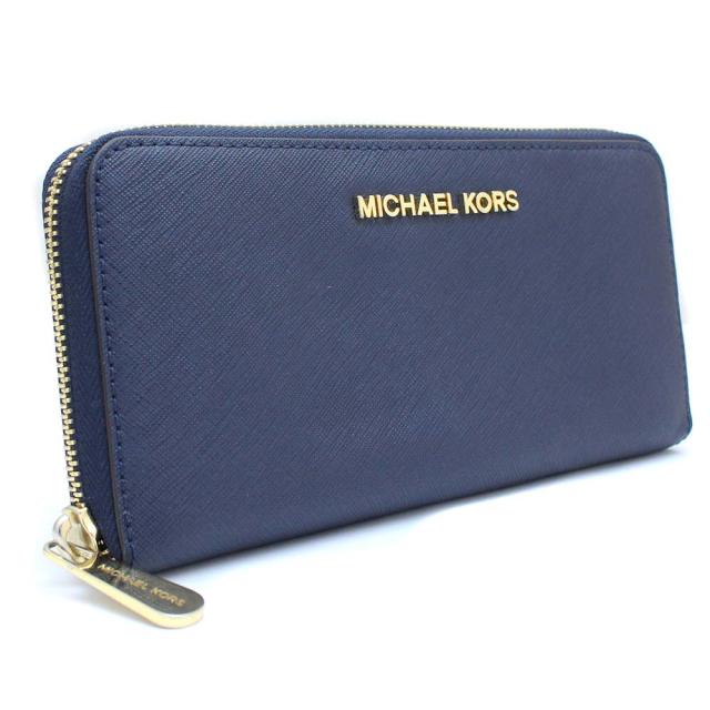 中古 Michael Kors マイケルコース ラウンドファスナー 長財布 レディース ネイビー レザーの通販はau Pay マーケット ゴールドエコ