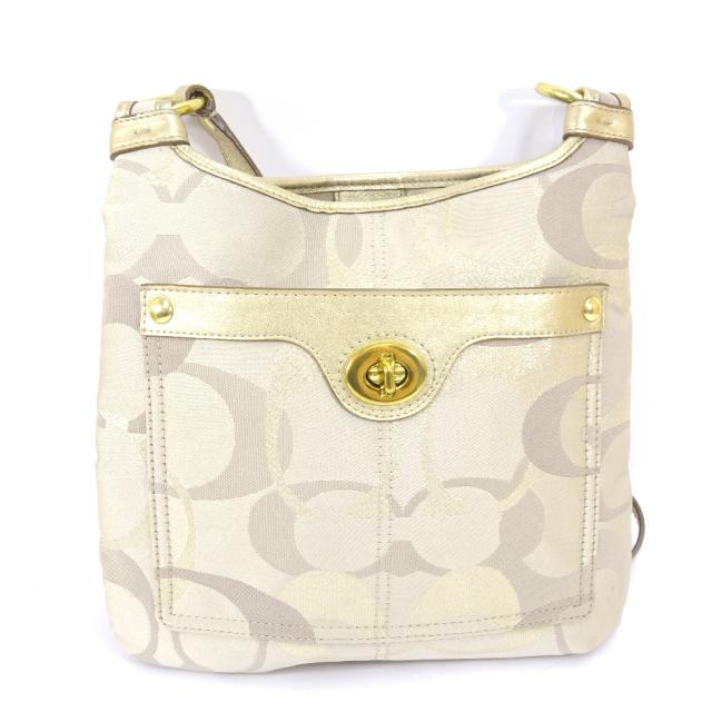 中古 Coach コーチ シグネチャー ショルダーバッグ レディース ベージュ ゴールド キャンバス レザー F18478の通販はau Pay マーケット ゴールドエコ