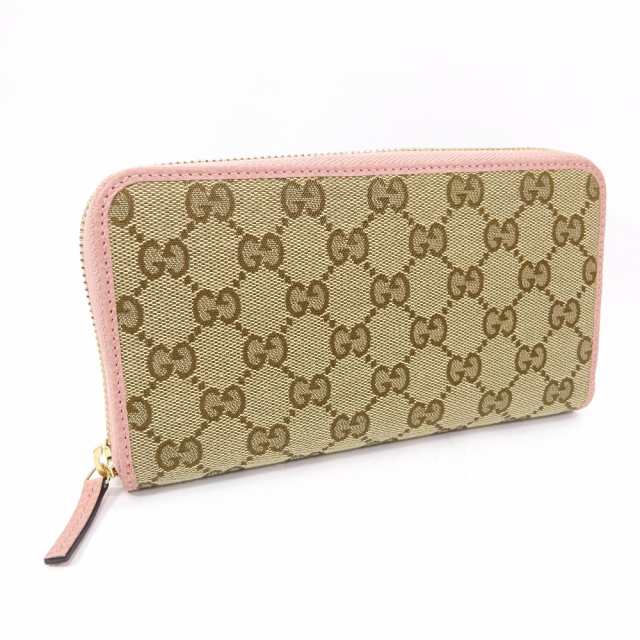 中古 美品 Gucci グッチ ラウンドファスナー 長財布 レディース ベージュ ピンク Ggキャンバス レザー の通販はau Pay マーケット ゴールドエコ