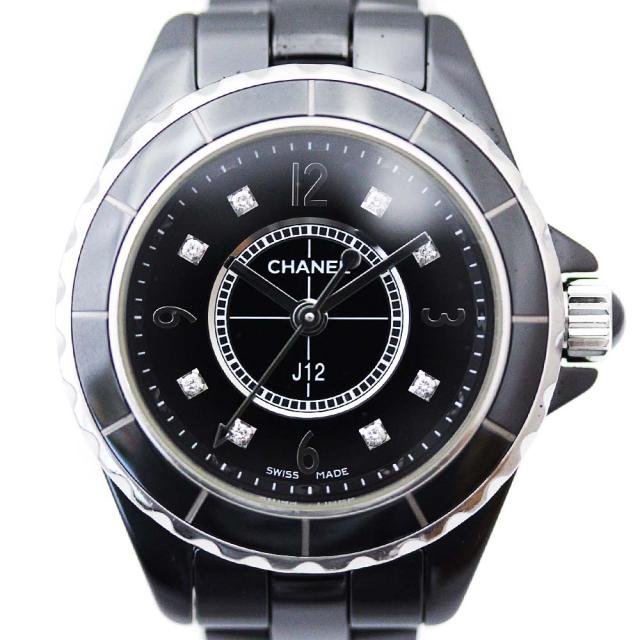 中古 Chanel シャネル J12 8pダイヤ ブラック 腕時計 レディース クオーツ ブラック文字盤 ブラック シルバー H2569の通販はau Pay マーケット ゴールドエコ