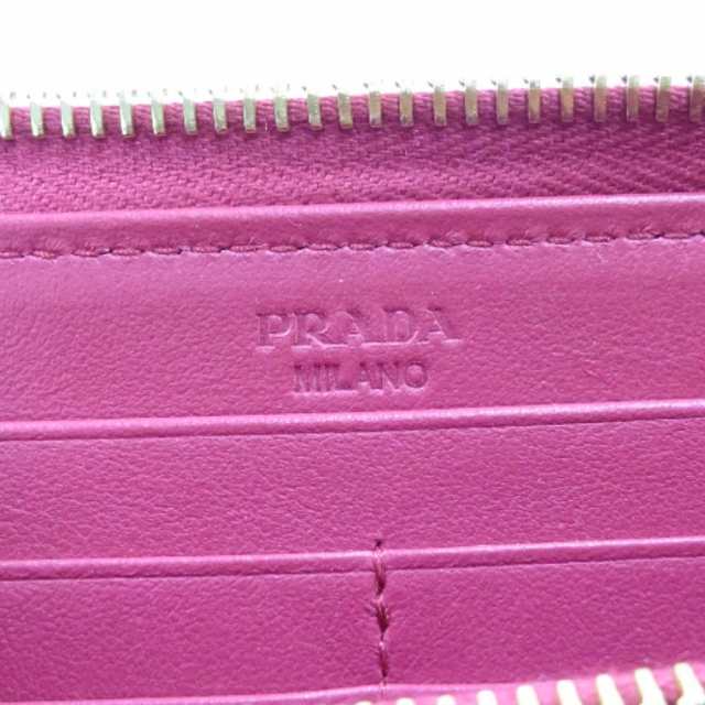 中古 美品 Prada プラダ ラウンドファスナー キルティング 長財布 レディース ピンク ワインレッド ボルドー Ibisco刻印 ナイロン の通販はau Pay マーケット ゴールドエコ