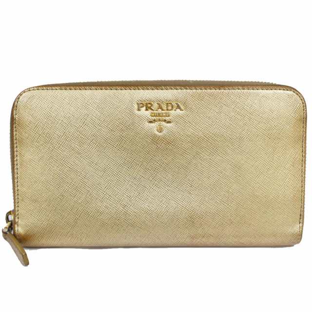 中古 Prada プラダ ラウンドファスナー ロゴ 長財布 レディース ゴールド レザー サフィアーノ 1m0506の通販はau Pay マーケット ゴールドエコ