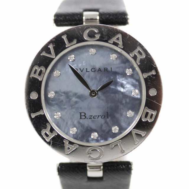 【中古】BVLGARI ブルガリ B-zero1 ビーゼロワン 12Pダイヤ 腕時計 レディース クオーツ ブルーシェル文字盤 シルバー ブラック  BZ30S