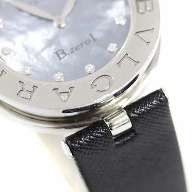 【中古】BVLGARI ブルガリ B-zero1 ビーゼロワン 12Pダイヤ 腕時計 レディース クオーツ ブルーシェル文字盤 シルバー ブラック  BZ30S