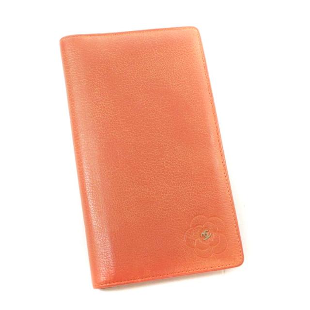 中古 Chanel シャネル カメリア ココマーク 二つ折り 長財布 レディース オレンジ レザー カーフ 6511の通販はau Pay マーケット ゴールドエコ