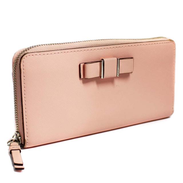 miu miu ミュウミュウ ラウンドジップ 長財布 リボン マドラスレザー リボン がま口 長財布 三つ折り財布 マドラス レザー ピンク