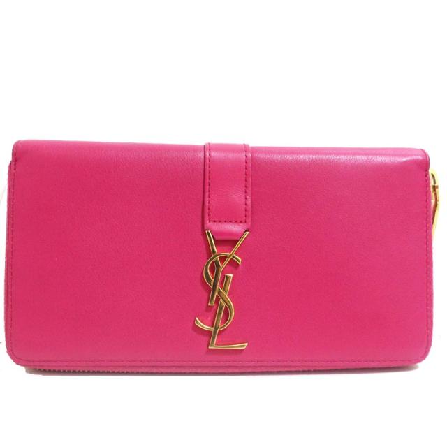 中古 Yves Saint Laurent Rive Gauche イヴサンローランリヴゴーシュ ロゴ Ysl ラウンドファスナー 長財布 レディース ピンク レザー の通販はau Pay マーケット ゴールドエコ