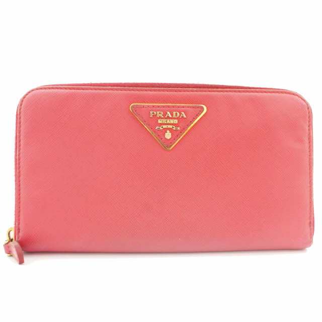 中古】PRADA プラダ ラウンドファスナー ロゴプレート 長財布