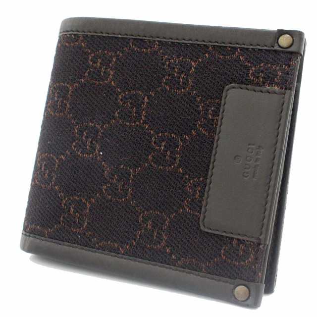 中古】【美品】GUCCI グッチ GG柄 二つ折り財布 ユニセックス ダーク