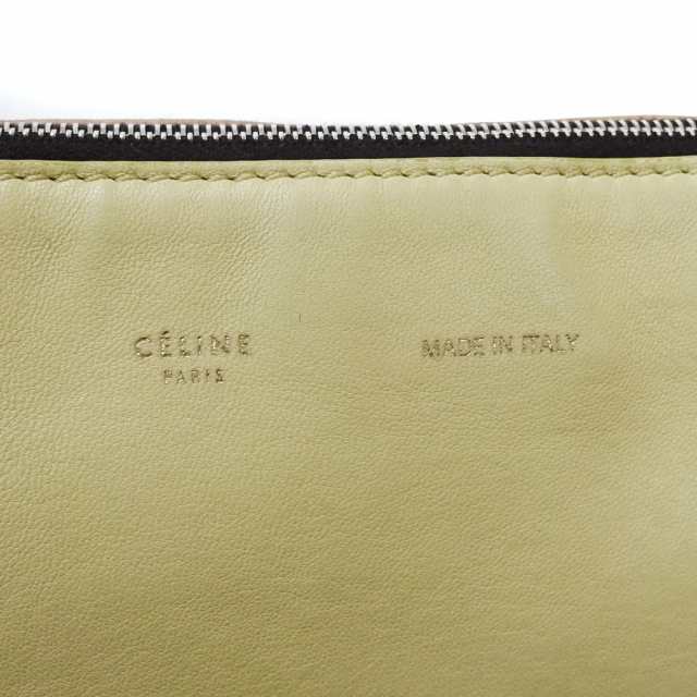 【中古】CELINE セリーヌ トリオ　チェーンショルダーバッグ クラッチバッグ レディース ダークブラウン クリーム ピンクベージュ レザー