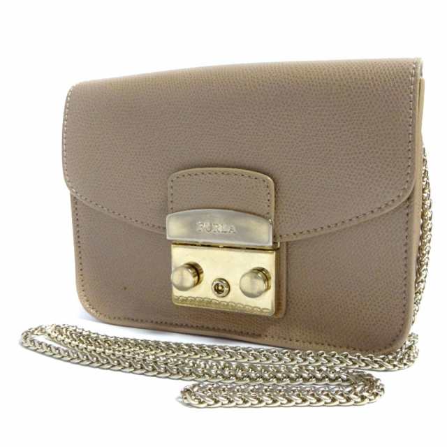 【中古】Furla フルラ メトロポリス ミニ チェーン ショルダーバッグ レディース ベージュ レザー|au PAY マーケット