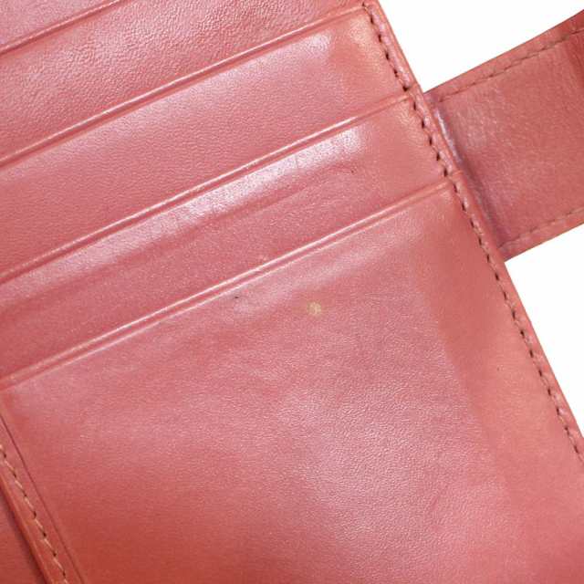 【中古】MIUMIU ミュウミュウ クロコ調 二つ折り がま口 長財布 レディース ピンク 型押しレザー 5M1120