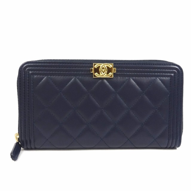 中古】CHANEL シャネル ボーイシャネル マトラッセ ラウンドファスナー