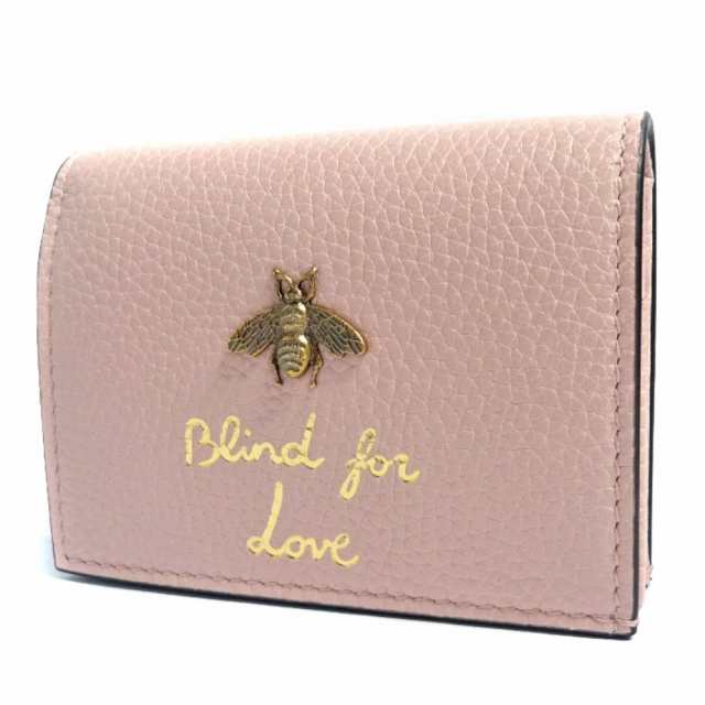 極美品✨グッチ アニマリエ ビー 蜂 二つ折り財布 ピンク ゴールド コンパクト