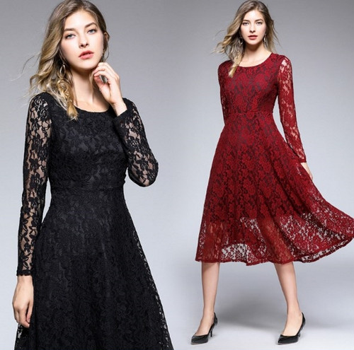 ワンピースドレス 長袖 総レース クラシカル 花柄 袖あり 透け スリーブ フレアスカート 膝丈 結婚式 お呼ばれ 代 30代の通販はau Pay マーケット Fashionlover