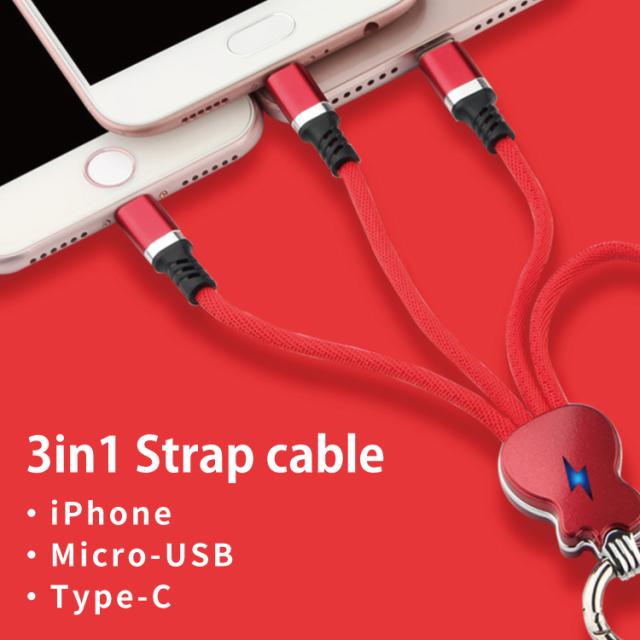 3in1ケーブル 充電器 iPhoneケーブル Micro USB Type-C 充電ケーブル