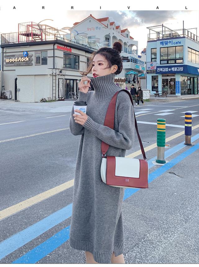 シンプル タートルネック ニットワンピース Iライン ハイウエスト ロング丈 長袖 大人可愛い 秋冬 防寒 通勤 フェミニン セーター モテ の通販はau Pay マーケット Dharma Jaya