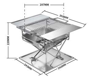 バーベキューコンロ 焚火台 グリル 炭床 網 BBQ アウトドア