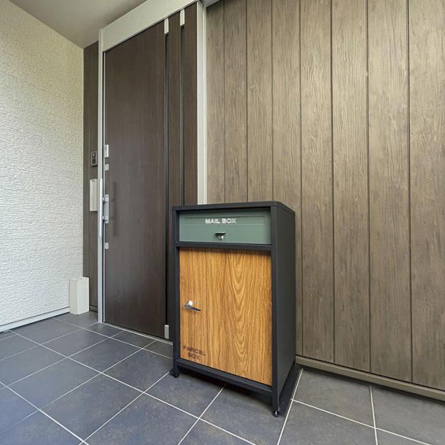 宅配ボックス 戸建て 大型 ポスト 一体型 屋外 ブラックブラウン 1827 