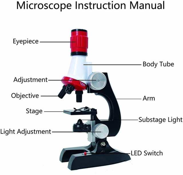 子供顕微鏡セット 初心者顕微鏡セット 初心者用小学生科学実験知恵玩具 倍率切り替え可能（100X、400X、1200Xの拡大倍率）の通販はau PAY  マーケット - オトクラシ