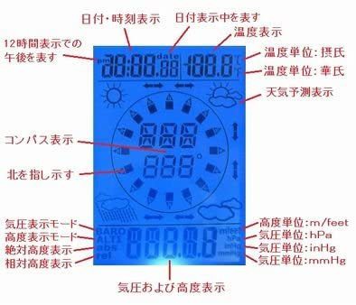 自転車 デジタル高度計 デジタル気圧計 デジタルコンパス 天気予報 時計 日付表示