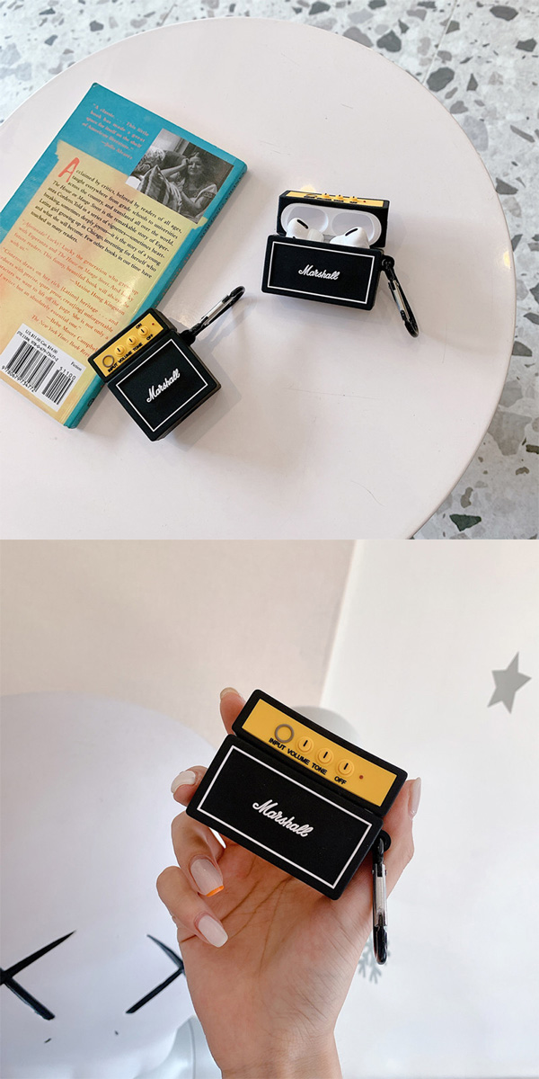 Marshall アンプ AirPods AirPods Pro ケース 第1-第4世代 ブラック