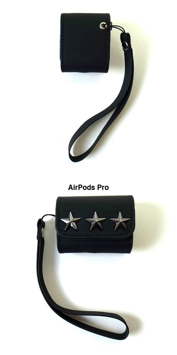 スタースタッズ AirPods Pro イヤホン iPhone エアポッズ フェイクレザー プロ ロングストラップ付き カバー ケース