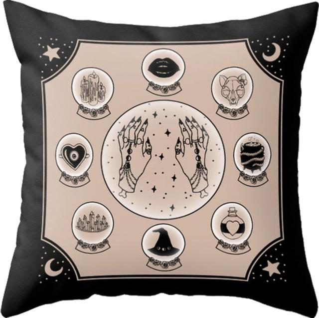 SALE 黒魔術モチーフ クッションカバー 45×45cm 全7種 ピーチスキン 