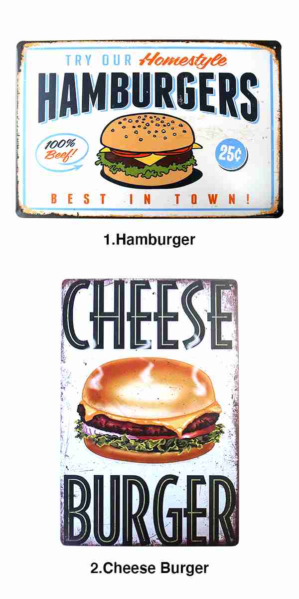 Amazon.co.jp: チーズバーガー ブリキ看板 20cm×30cm アメリカン