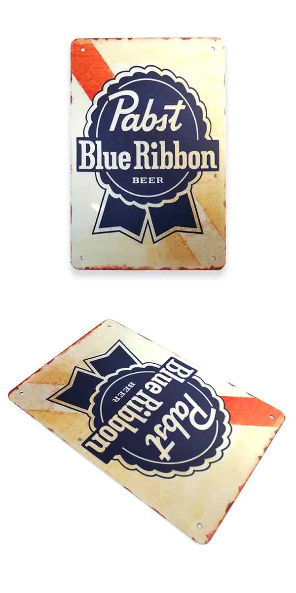 パブスト ブルーリボン ビール ブリキ看板 20cm×30cm Pabst Blue