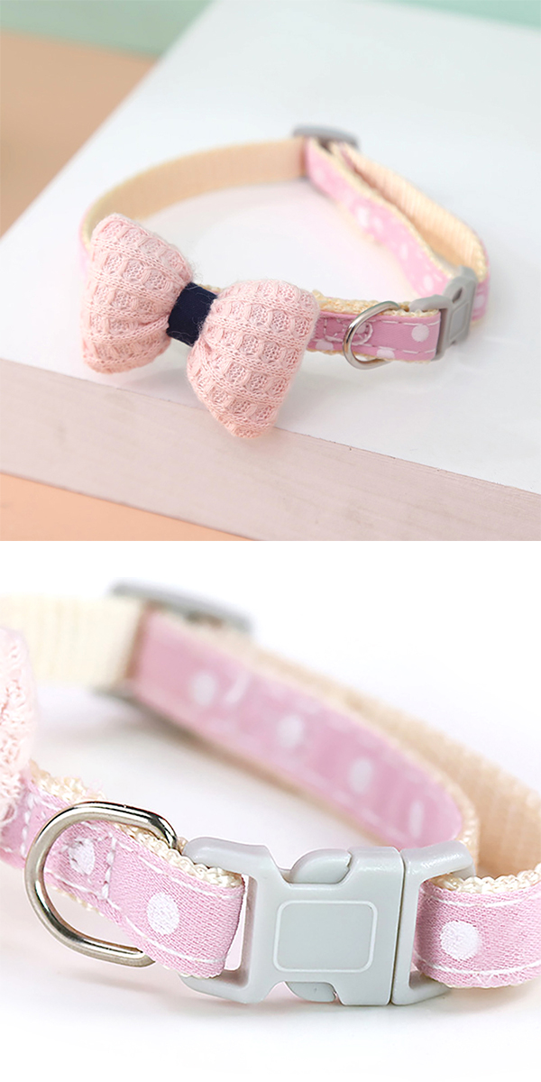 ☆ドット柄ピンク☆ 猫 犬 首輪 シュシュ からし 