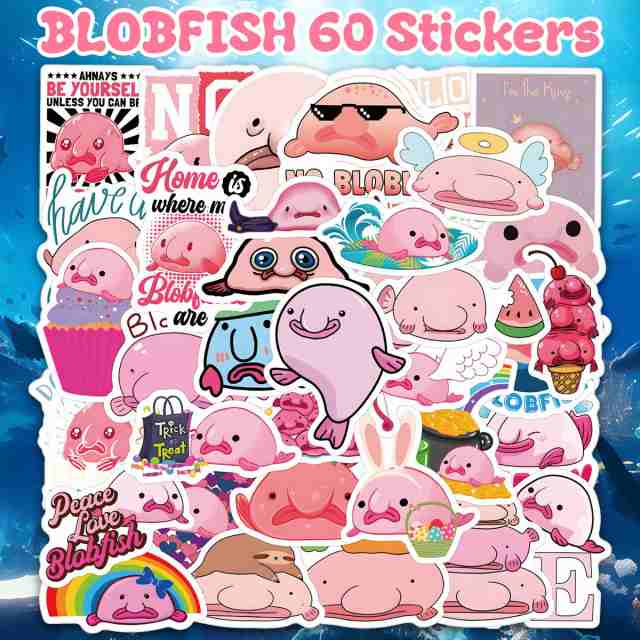 ブロブフィッシュ ステッカー 60枚セット PVC 防水 シール blobfish