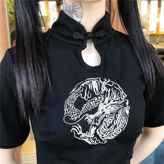 チャイナ 服 ドレス ワンピース 華ロリ 中華 ロリータ ロリィタ服 龍 刺繍 ミニ ワンピ かわいい ゴスロリ コスプレ 衣装 黒 セクシー 撮の通販はau Pay マーケット K Joy ショップ