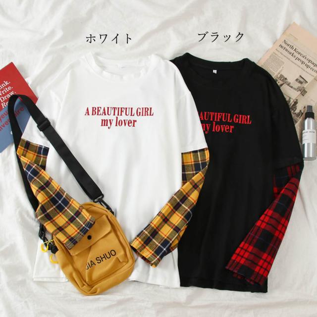 カットソー レディース 長袖 ネルシャツ 重ね着tシャツ レイヤード トップス 切り替えネコポス可の通販はau Pay マーケット 唯美