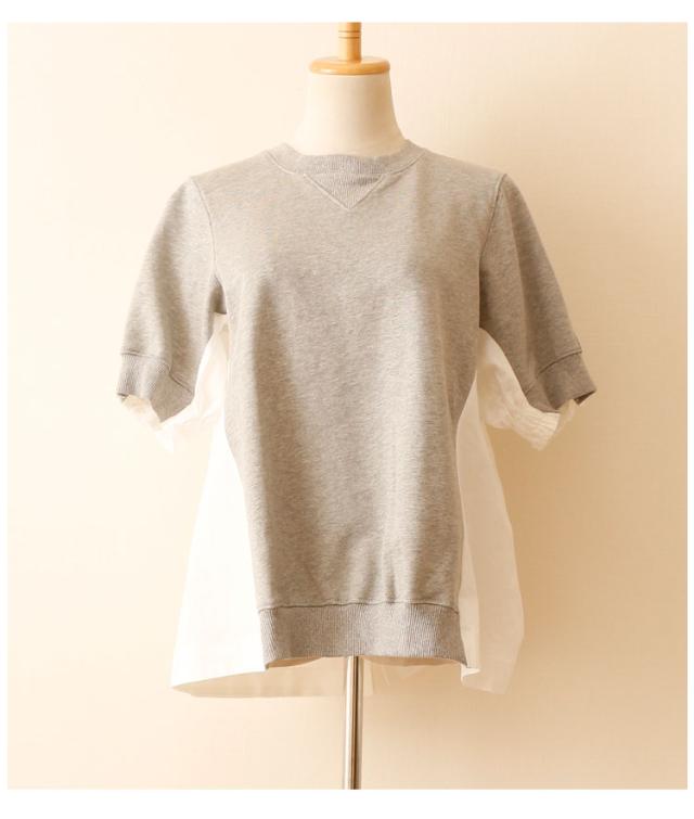 秋新着 サワアラモード 後ろボタンの異素材ミックストップス レディース ファッション トップス グレー 半袖 スウェット ドッキング 春 の通販はau Pay マーケット Sawa A La Mode サワアラモード