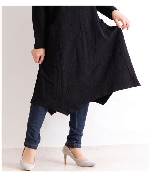 冬新作 クラック風模様の裾アシンメトリーワンピース レディース ファッション ワンピース ブラック 長袖 総柄 クラック 春 秋 冬 オフタの通販はau Pay マーケット Sawa A La Mode サワアラモード