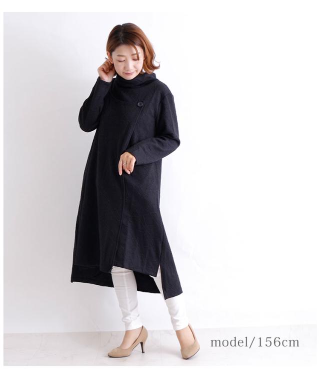 冬新作 エンボス風加工のチュニックワンピース レディース ファッション ワンピース チュニック ブラック 長袖 春 秋 冬 スリット オフタの通販はau Pay マーケット Sawa A La Mode サワアラモード