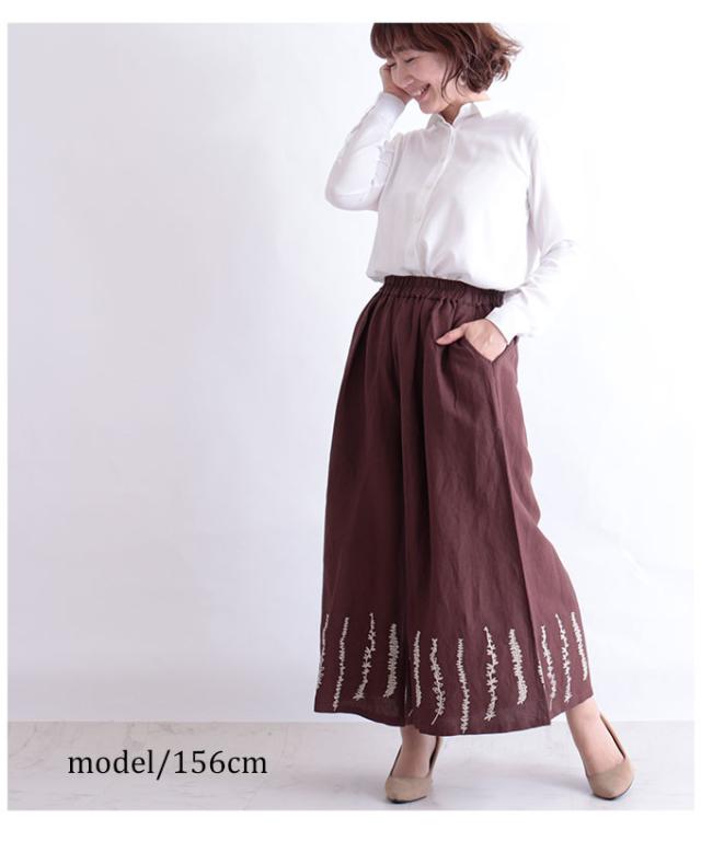 冬新作 リーフ柄刺繍の麻混ワイドパンツ パンツ レディース ファッション 刺繍 ロングパンツ 麻 綿 モカ 茶 草花柄 春 夏 秋 春服 夏服 の通販はau Pay マーケット Sawa A La Mode サワアラモード