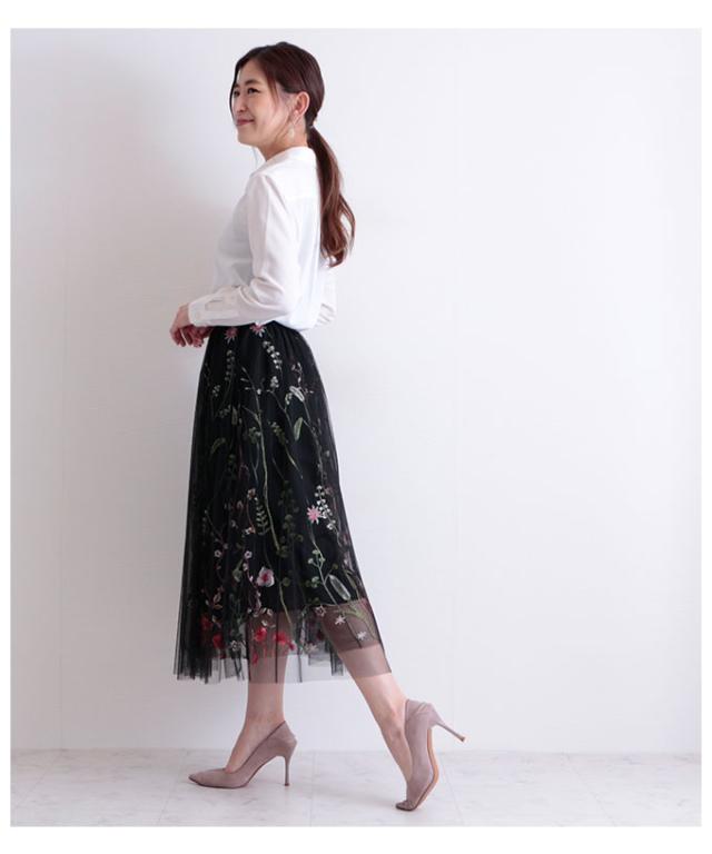秋新作 ボタニカル刺繍のチュールレーススカート レディース ファッション スカート ブラック ミモレ丈 チュールレース 春 夏 秋 冬 フレの通販はau Pay マーケット Sawa A La Mode サワアラモード