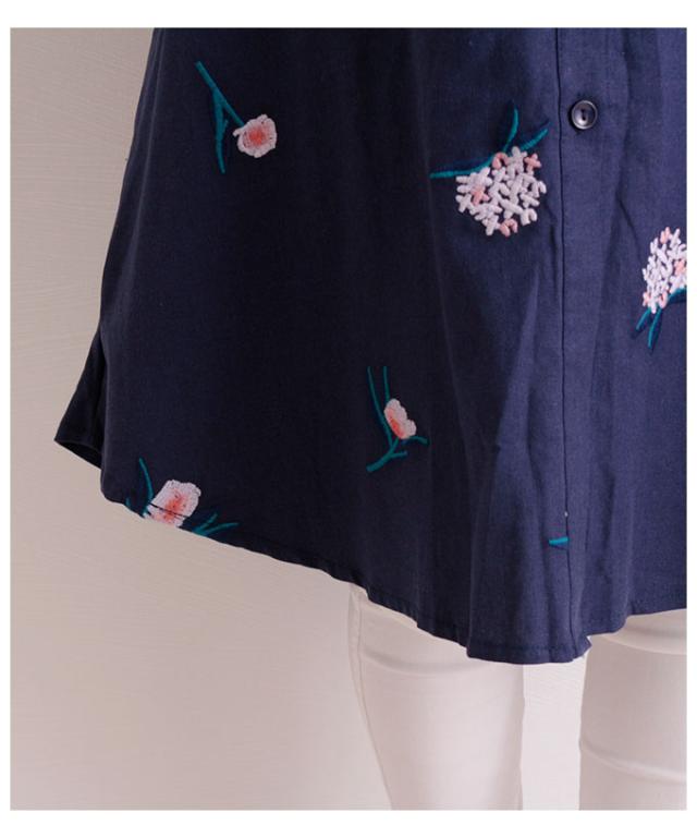 秋新作 花柄刺繍のシャツチュニック レディース トップス チュニック ネイビー 紺 長袖 ナチュラル カジュアル 春服 秋服 冬服 花刺繍 ロの通販はau Pay マーケット Sawa A La Mode サワアラモード