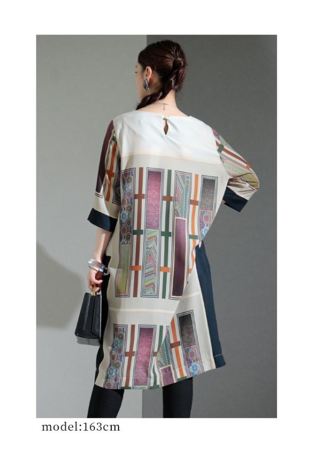 夏新作 大人のエキゾチックなIラインワンピース ワンピース レディース  