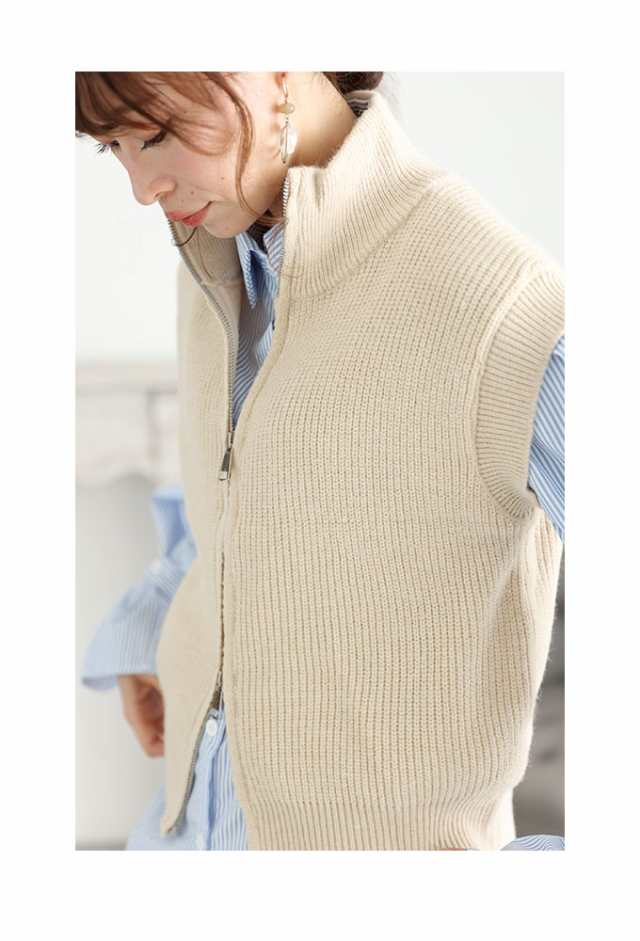 knit-02274 シアー サマーニット ベスト アイボリー ブラック