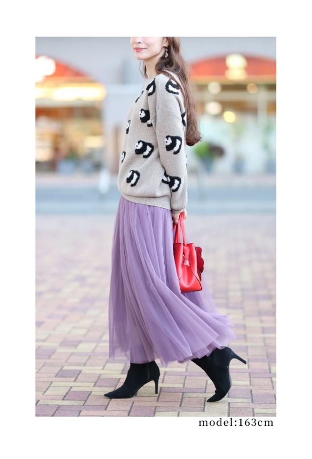 冬新作 ころんと可愛らしいもこもこパンダニットトップス レディース