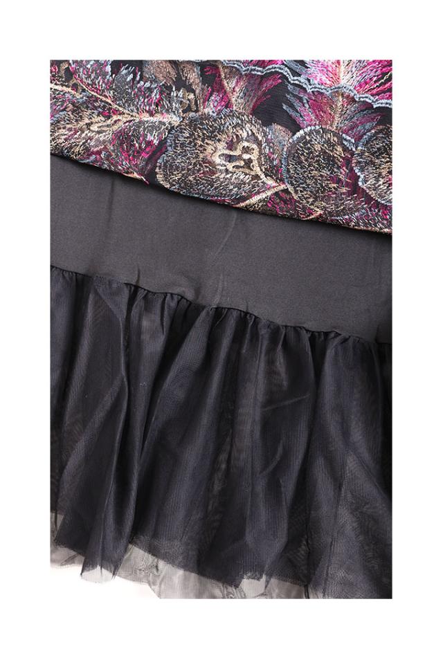 冬新作 艶やかな孔雀の羽根と花の美麗刺繍ワンピース レディース