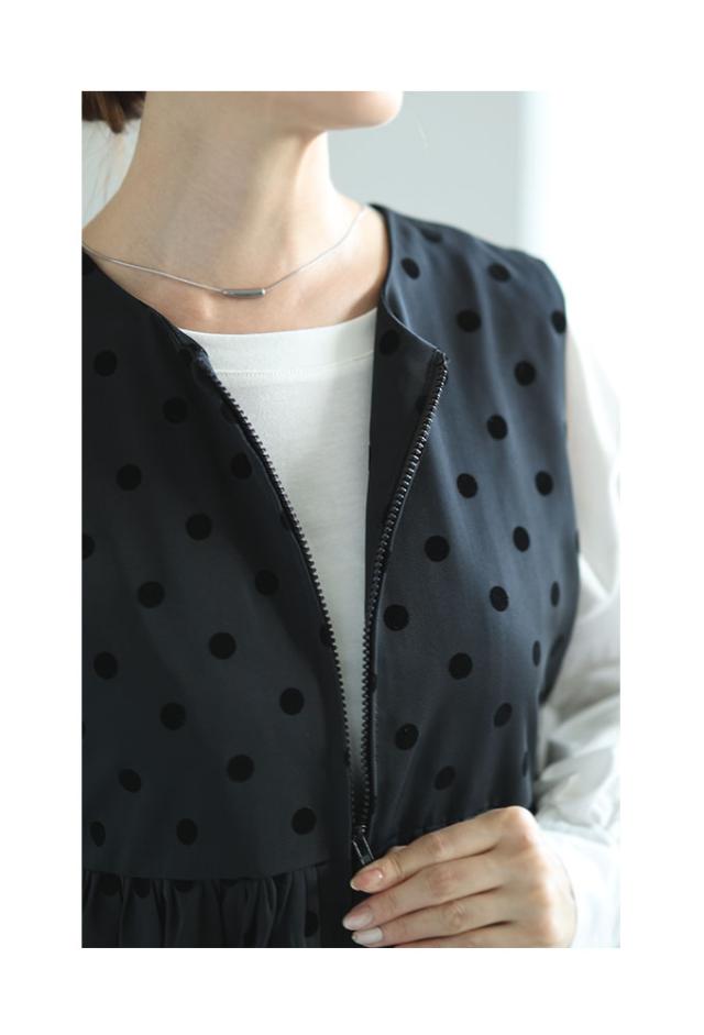 冬新作 大人が着こなせるドット柄ペプラムベスト レディース