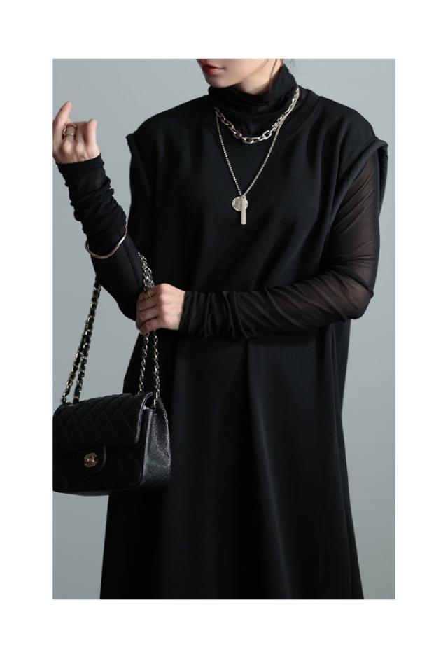 冬新作 通年楽しめる大人の定番レイヤードワンピース レディース