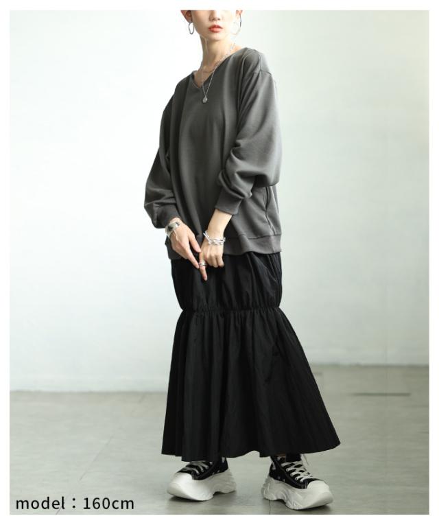 冬新作 裾が揺れるティアードフレアのドッキングワンピース レディース