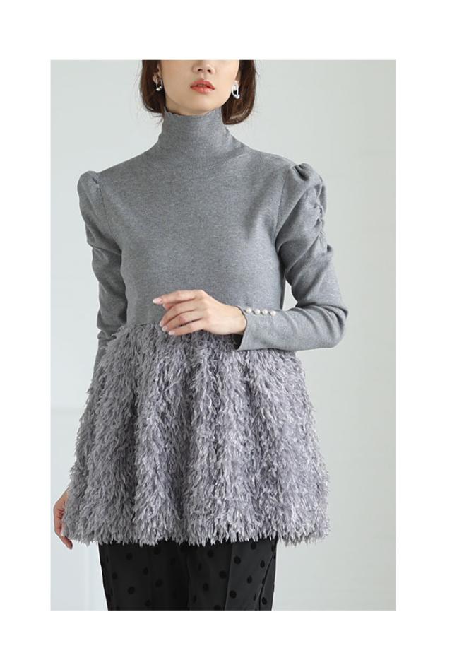 ねこ　超美品❗️sheller シェリエ　ペプラム　ニット　トップス　七分袖 ねこ 超美品❗️sheller シェリエ ペプラム ニット トップス 七