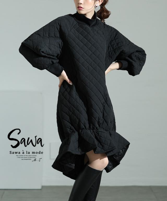 秋新作 個性が宿るキルティングマーメイド風ワンピース レディース