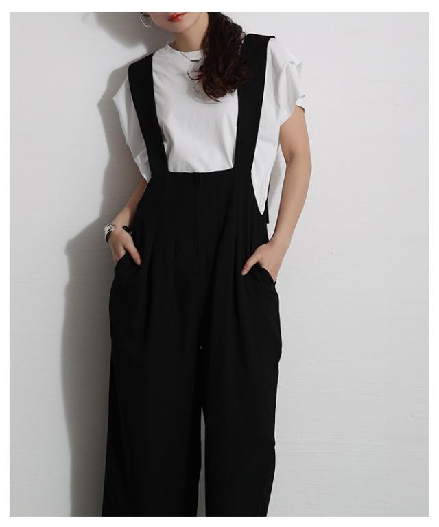 春新作 ハンサムに垢抜け大人の綺麗めサロペットパンツ レディース ファッション パンツ サロペット ワイド タック ロング 無地 重ね着 ファスナー ベルト 30代 40代 50代 60代 サワアラモード sawaalamode otona 大人 cawaii 可愛い 洋服 かわいい服 swmam-191808_3